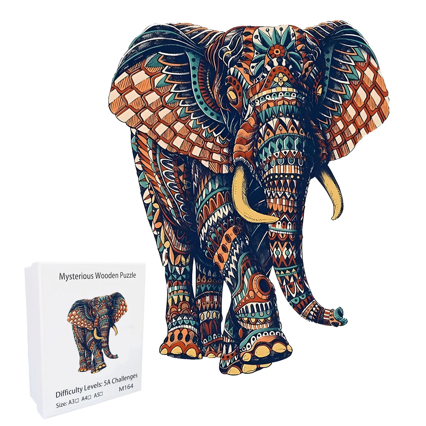 Elephant Wooden Puzzle – Irregular Animal Shapes for Adults Stress Relief and Gift