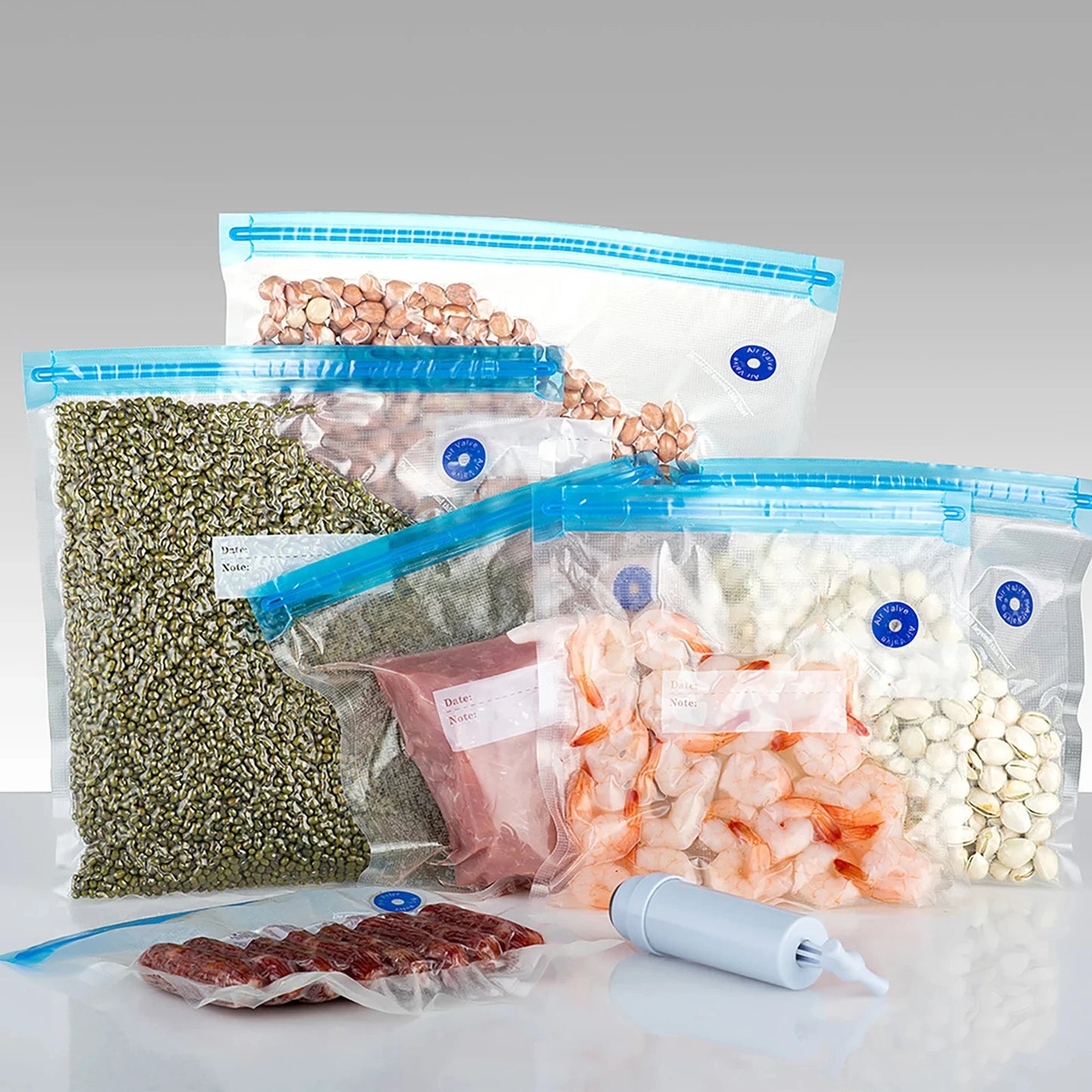 20/10pcs Vacuum Sealed Food Storage Bags – Reusable Household Compression Bags for Snacks, Kitchen Accessories