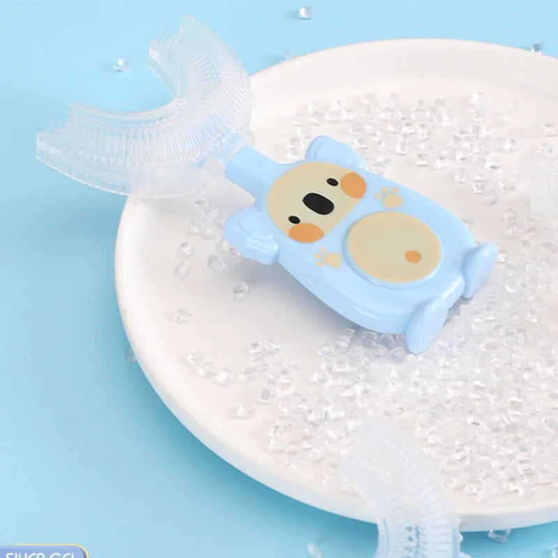 Baby 360 Degree U-Shaped Toothbrush - Soft Silicone Cartoon Penguin Koala Children Oral Care