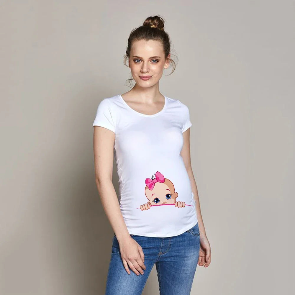 Women Pregnancy T-shirt It's A Girl Baby Print Pregnant Maternity T-shirts Funny Pregnant Women Summer Tees Tops