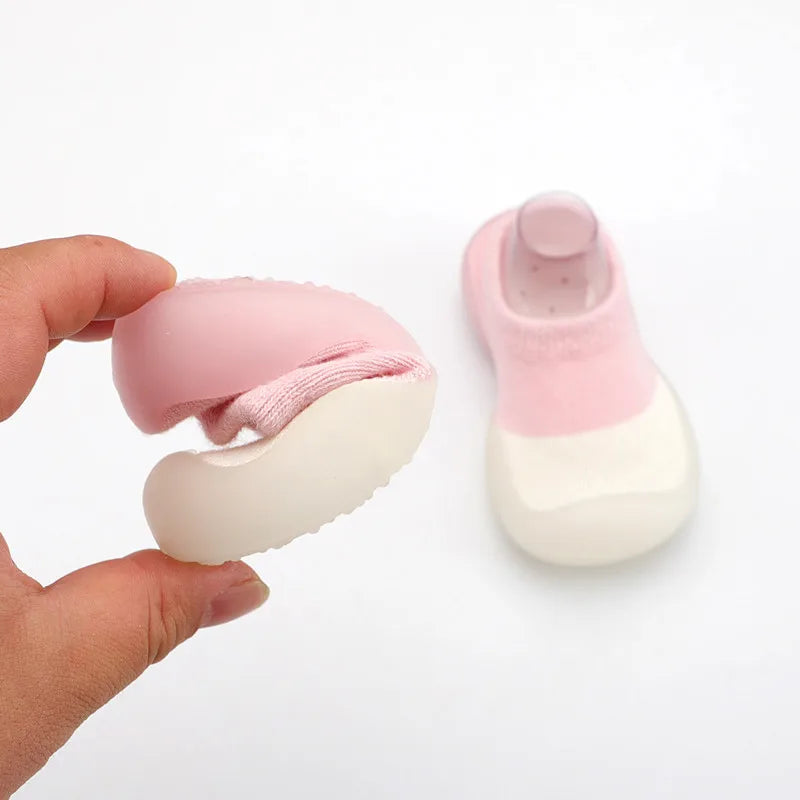 Baby First Walker Shoes – Soft Rubber Sole Non-Slip Knit Booties for Infants & Toddlers (Boys & Girls)
