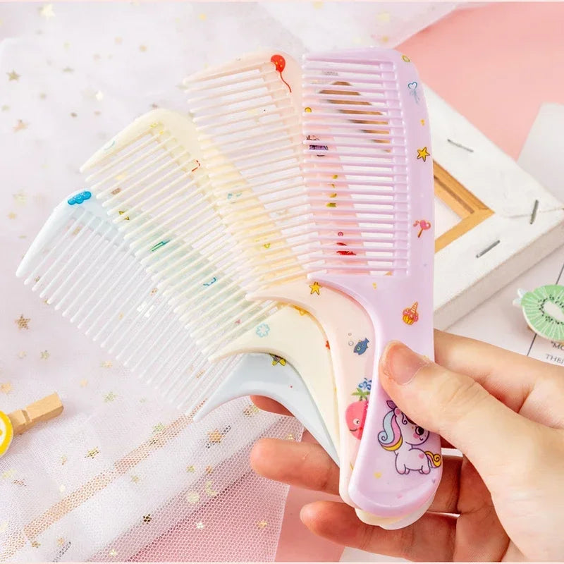 2Pcs Kids Hair Combs Set - Portable Anti-Static Plastic Comb - Cartoon Animal Hairdressing Comb with Pointed Tail for Girls
