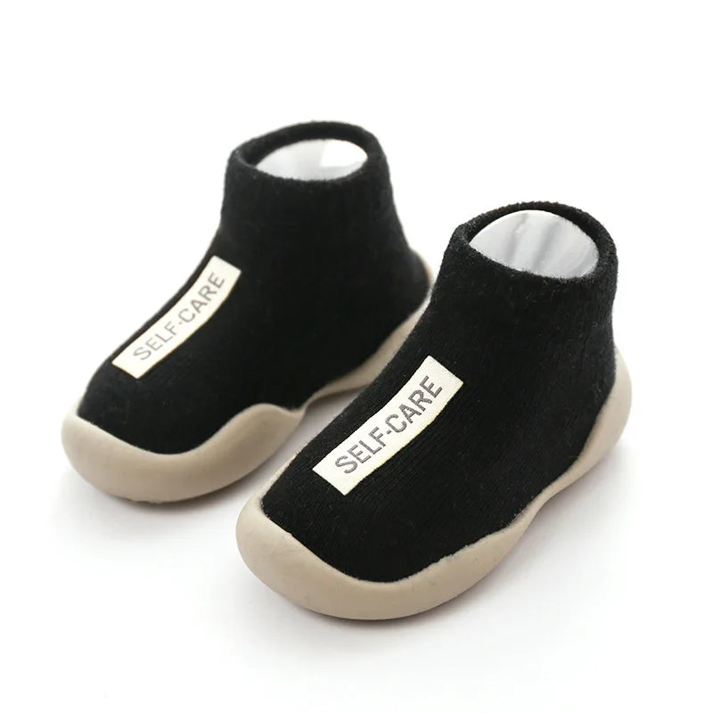 Baby First Walker Shoes – Soft Rubber Sole Non-Slip Knit Booties for Infants & Toddlers (Boys & Girls)