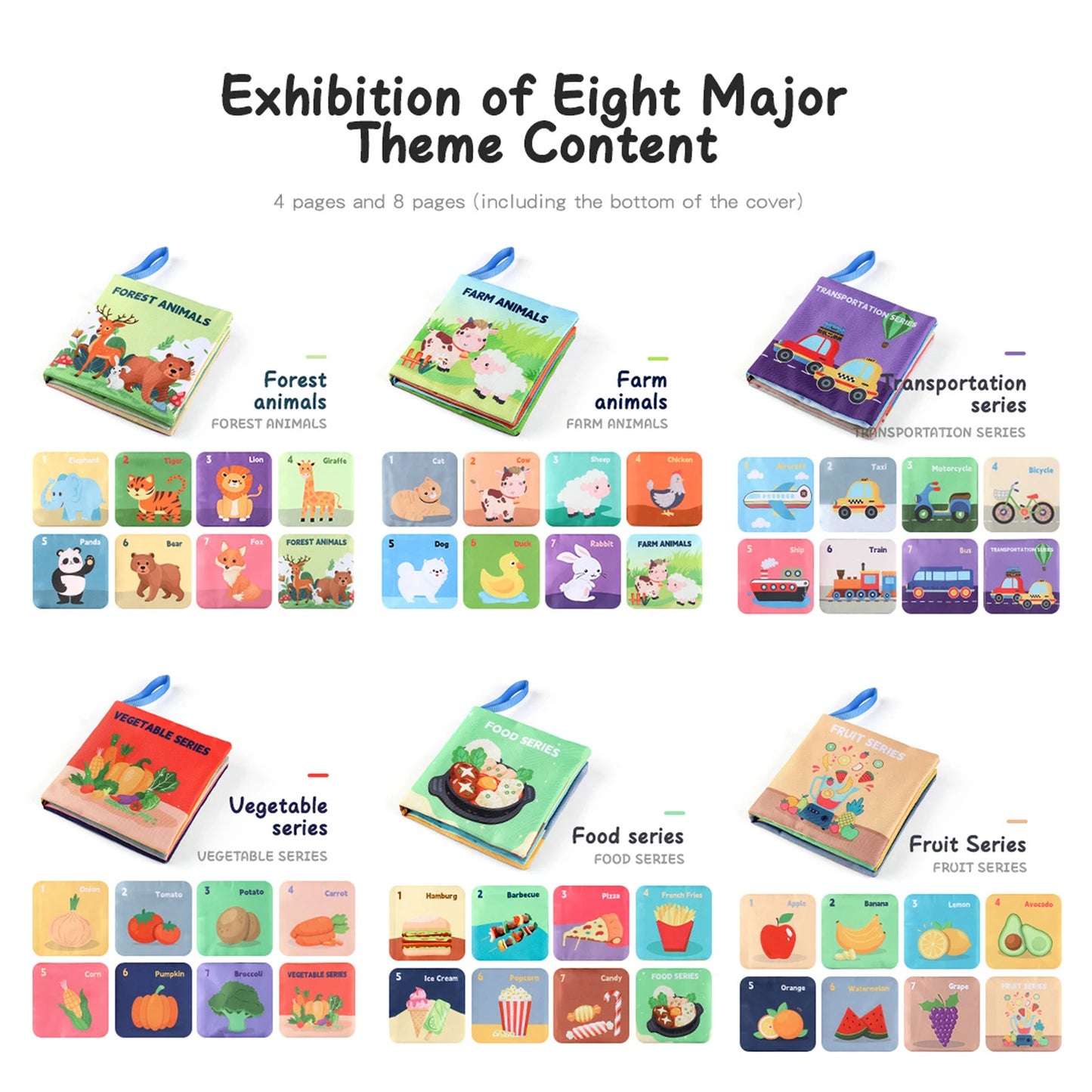Soft Baby Books Toys - Montessori 3D Touch and Feel High Contrast Cloth Book, Sensory Early Learning Games for Kids, Educational Toys