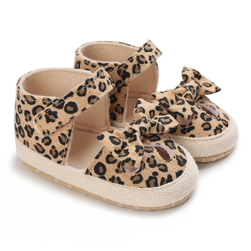 0-18M Newborn Baby Shoes – Cute Leopard Pattern Sports Sandals, Soft Sole Comfortable Walking Shoes for Girls