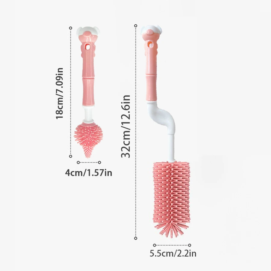 Baby bottle nipple cleaning brush made of liquid silicone, ideal for cleaning children's cups and nipples—an essential home item.
