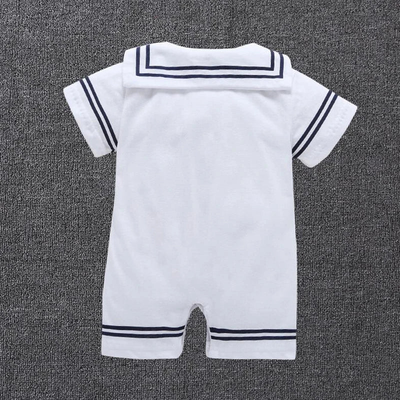 Newborn Baby Boy Sailor Navy Romper – Short Sleeve Playsuit Jumpsuit (Summer Outfit, Cute Costumes)