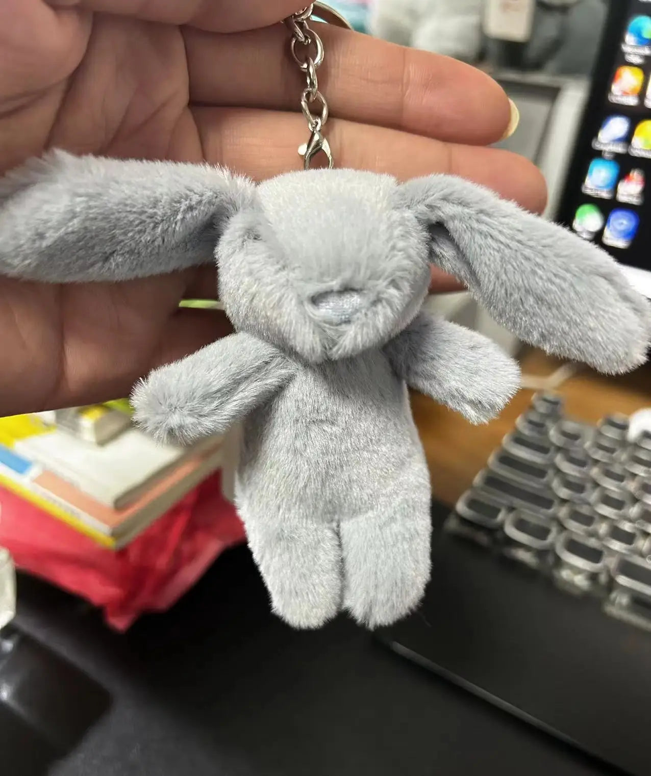 Cute Rabbit Stuffed Animal Keychain with Pompom – Cartoon Bag, Car, and Phone Pendant for Girls