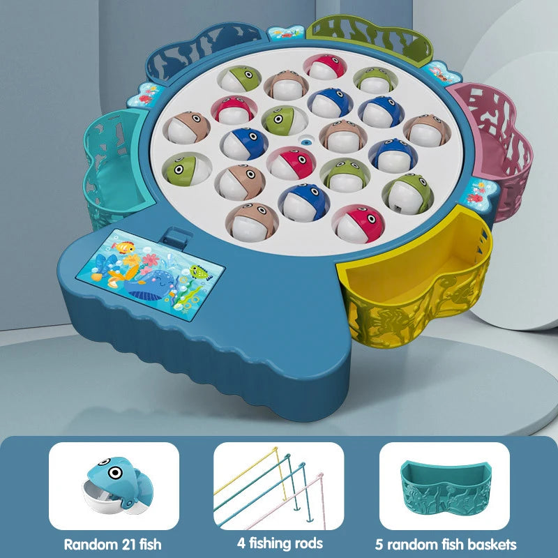 Children’s Electric Fishing Toy – Rotating Fish Interactive Board Game with Music, Parent-Child Skills Development