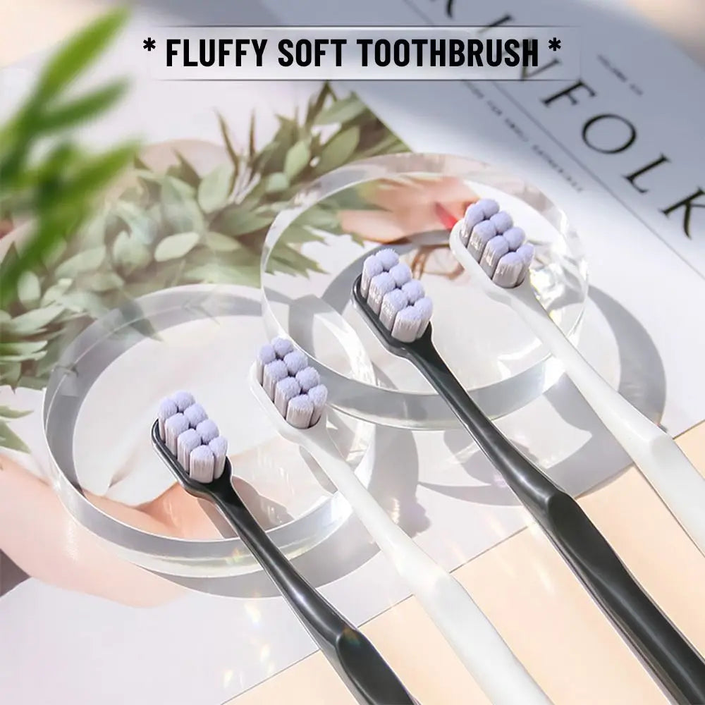 Plush Toothbrush with Super Fine Wave Soft Bristles, 8-Hole Massage for Gum Sensitivity, Adult Soft Hair Toothbrush