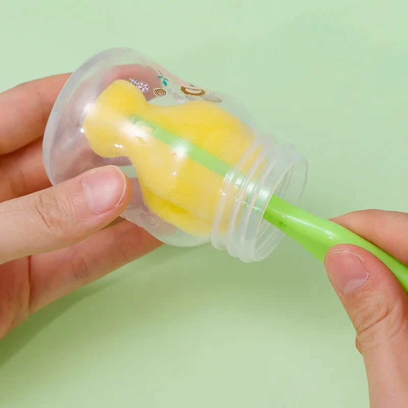 Sponge Nipple Cleaning Brush – Long Handle Baby Pacifier & Straw Scrubber, 360° Glass Cup & Kitchen Cleaning Tool
