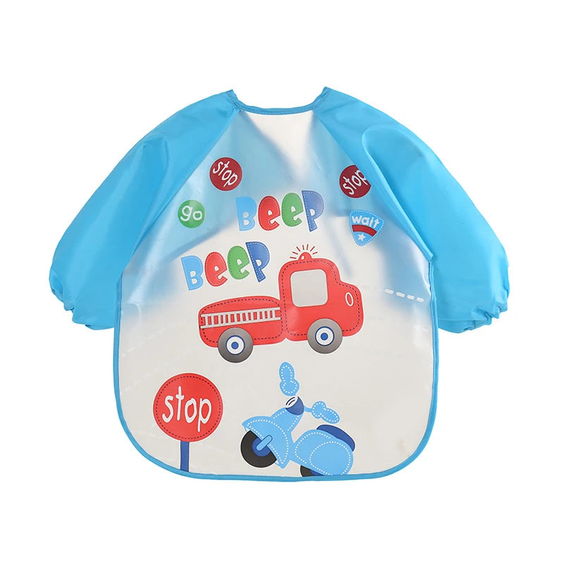 0-3 Years Baby EVA Waterproof Anti-Dirty Bib – Long Sleeve Strap Coat with Cute Cartoon Pattern, Dirt-Proof Soft Feeding Bib & Burp Cloth - Kidzy Market