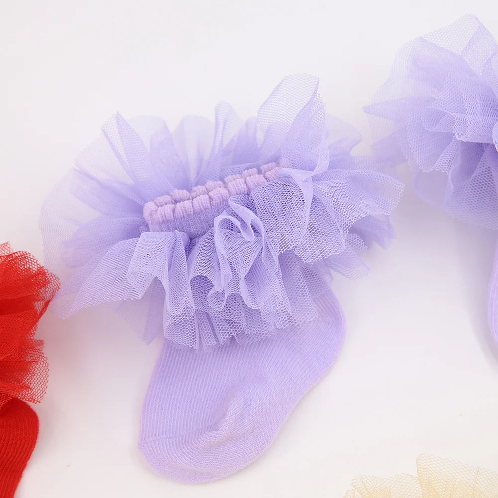 0-24M New Summer Thin Korean Lace Princess Baby Socks | Comfortable, Elastic, Soft & Breathable Leg Tights for Girls