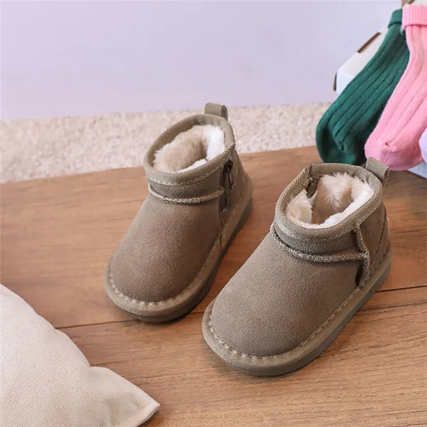 Winter Baby Snow Boots Warm Plush Leather Shoes Non-Slip Toddler Boots