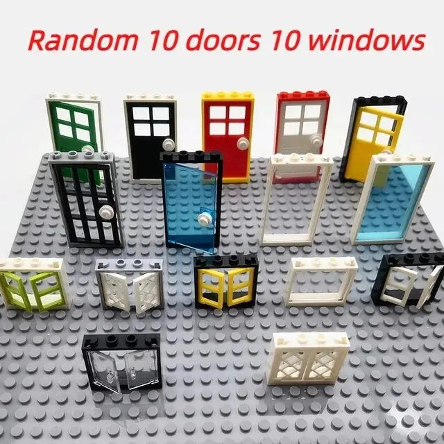 MOC House Doors and Windows Building Blocks – Compatible with Classic City Friends Sets for Kids