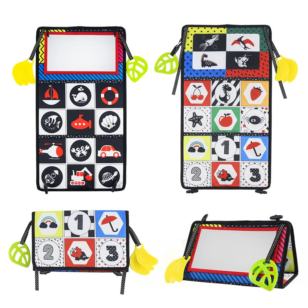Baby Cloth Book with Distorting Mirror - Soft Cartoon Parent-Child Interactive Early Educational Montessori Toy for Children