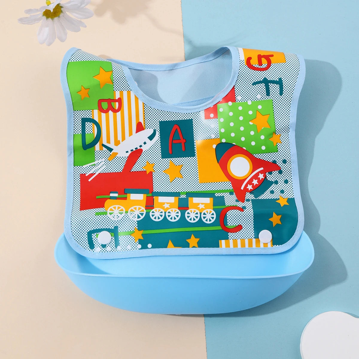 Security Cartoon Print Baby Bibs for Boys & Girls | Waterproof Soft Silicone Kids Burp Cloth with Pocket, Feeding Bib for Children - Kidzy Market