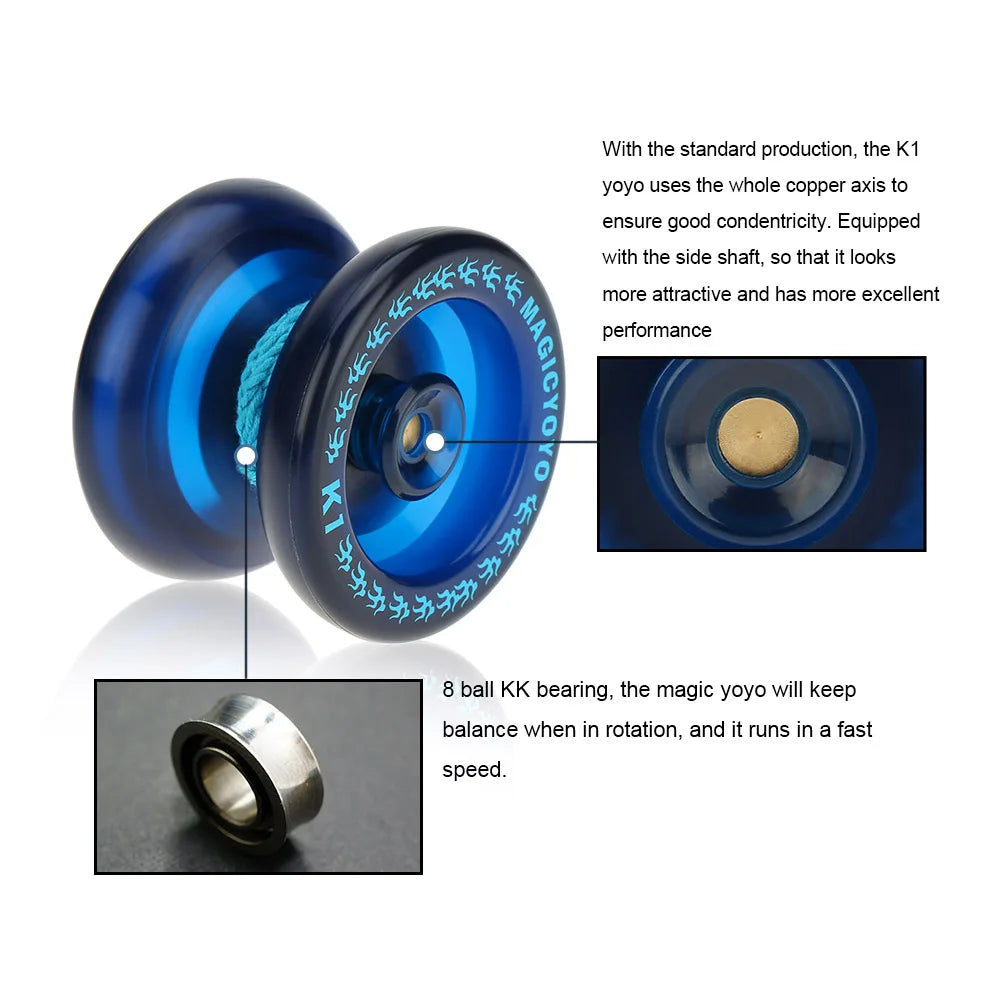 Professional Magic Yoyo K1 - ABS Yo-Yo with 8-Ball KK Bearing and Spinning String for Kids