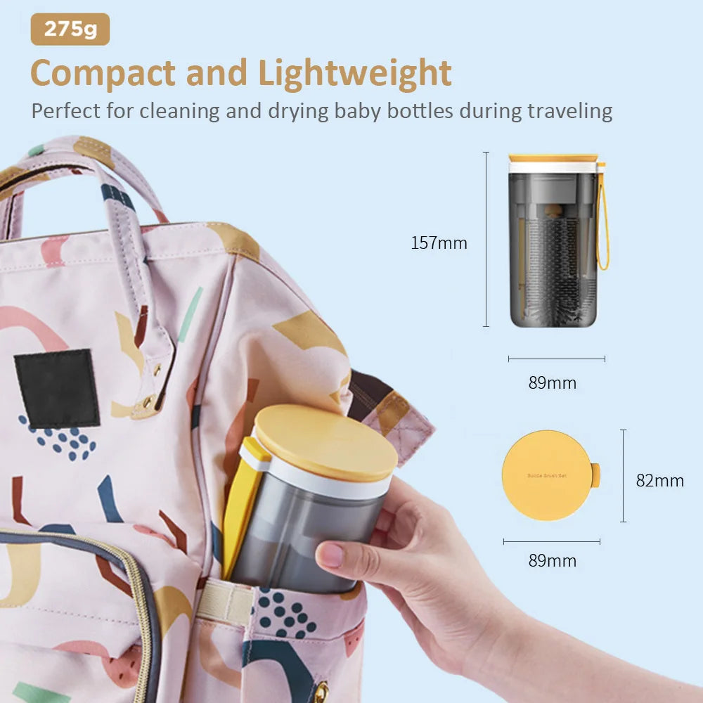 6-in-1 Portable Baby Bottle Brush Kit – Travel Feeding Bottle Cleaning Set, Nursing Bottle Cleaner