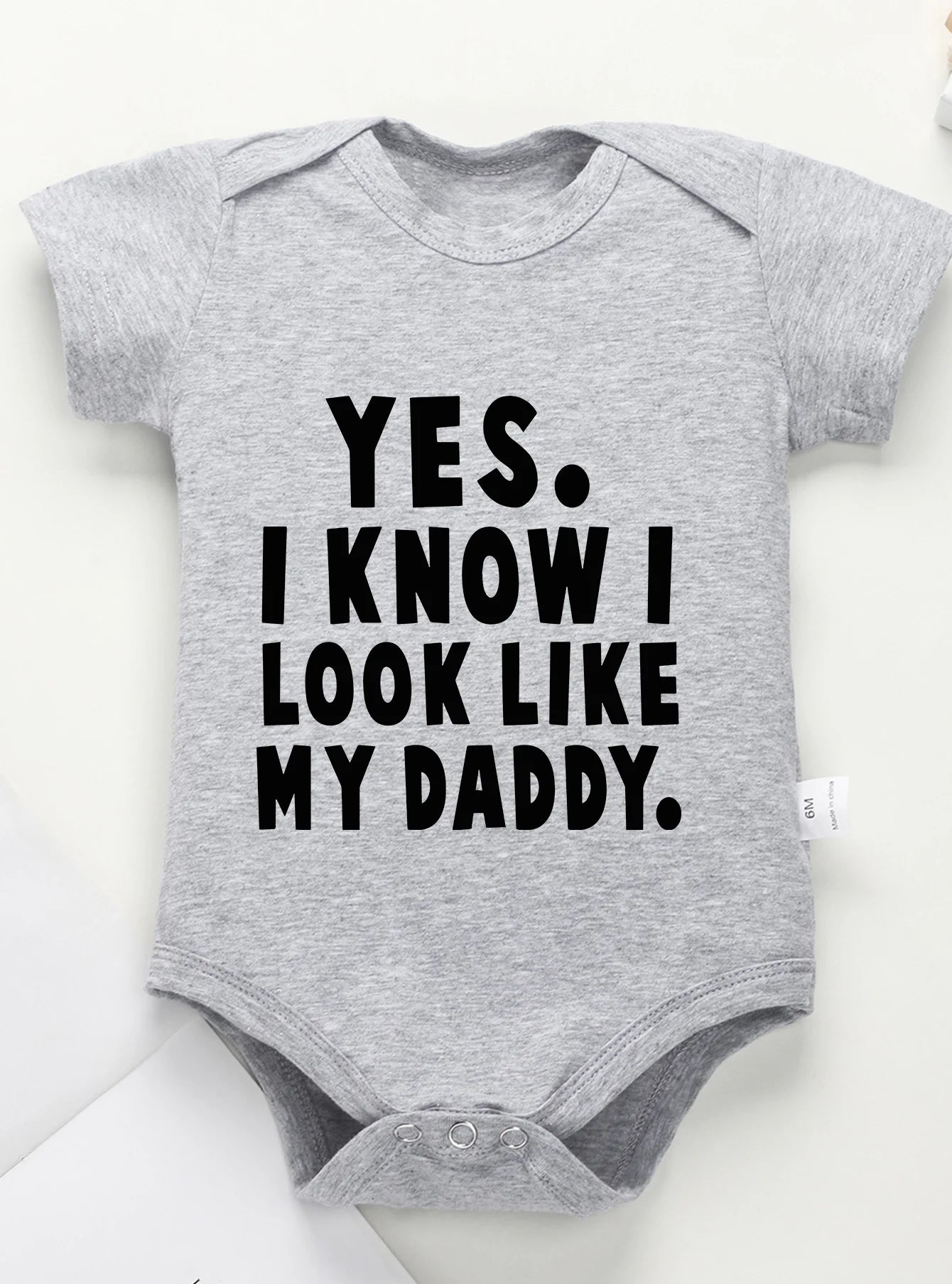 "Yes, I Know I Look Like My Daddy" Baby Romper – Short Sleeve Infant Jumpsuit – Cute Newborn & Toddler Bodysuit for Boys & Girls