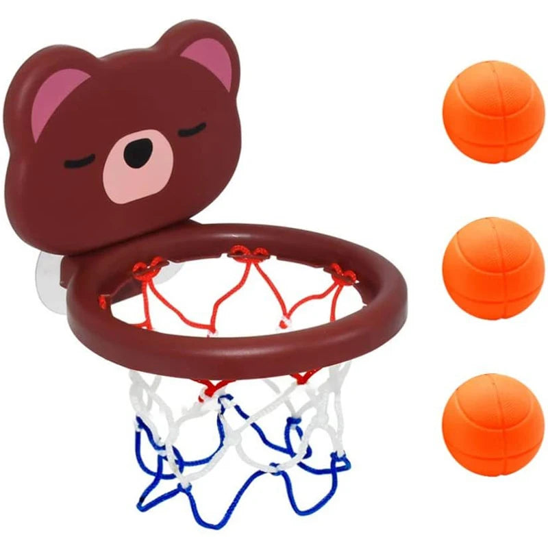 Children’s Mini Bear Basketball Set – Cute Bathroom & Pool Bath Toy, Shoot at the Basket Game