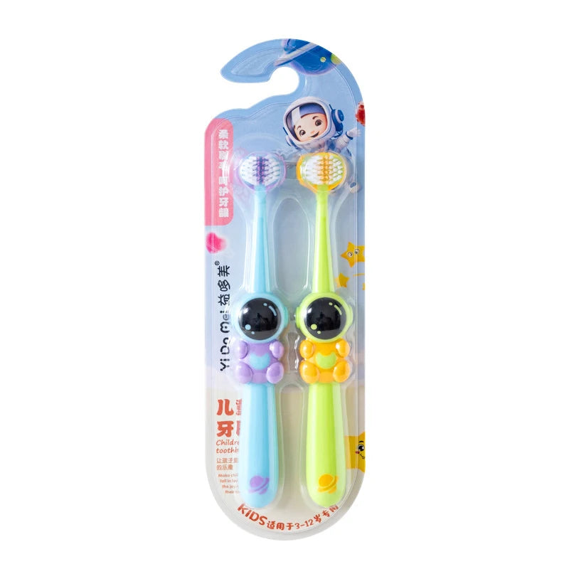 2PCS Children’s Three-Sided Toothbrush – Soft Bristles, Teeth Whitening for 3-12 Years Old Kids, Dental Oral Care