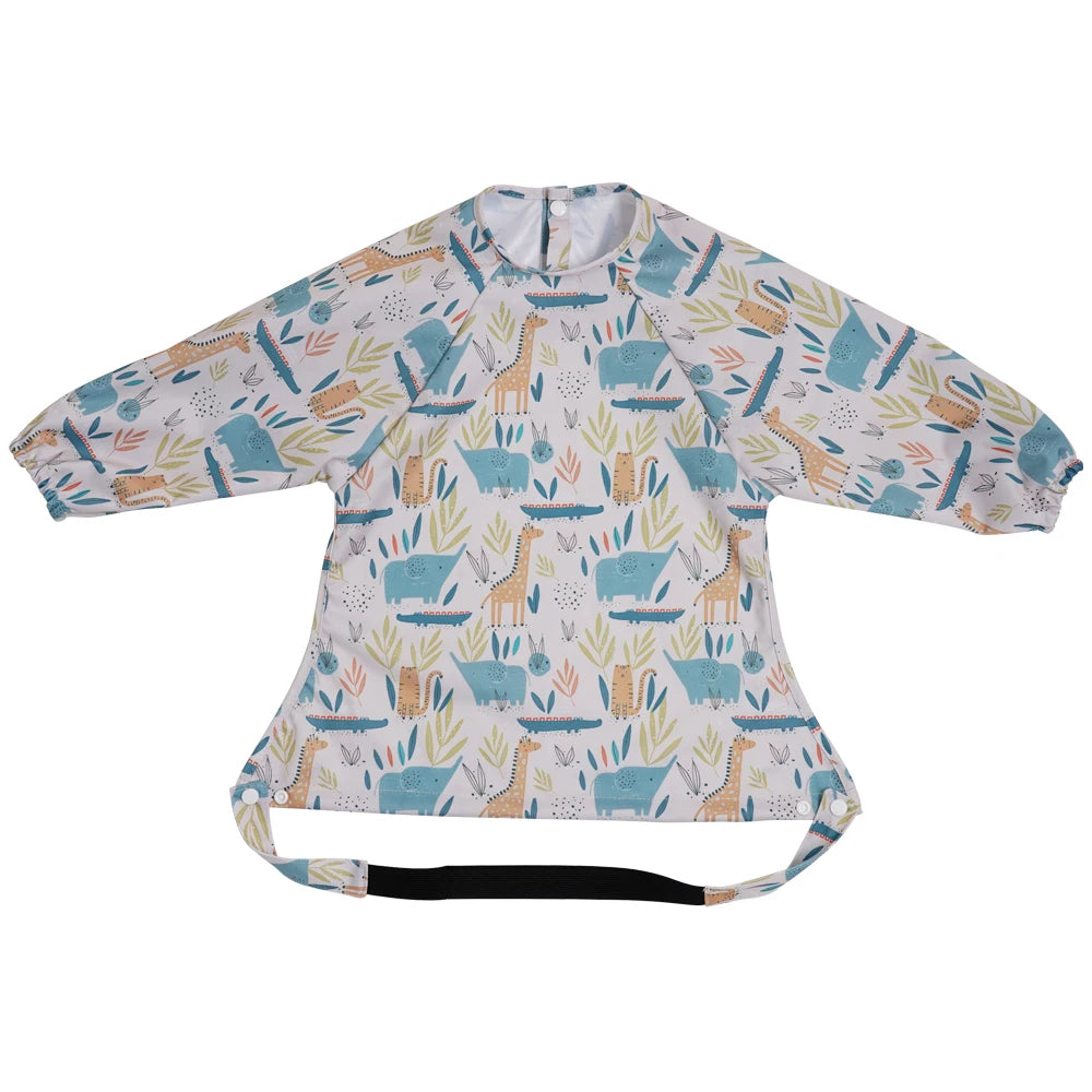 HappyFlute Baby Feeding Bibs | Waterproof Polyester One-Piece Long Sleeve with Snap Button Design | Mess-Proof for Table Use - Kidzy Market
