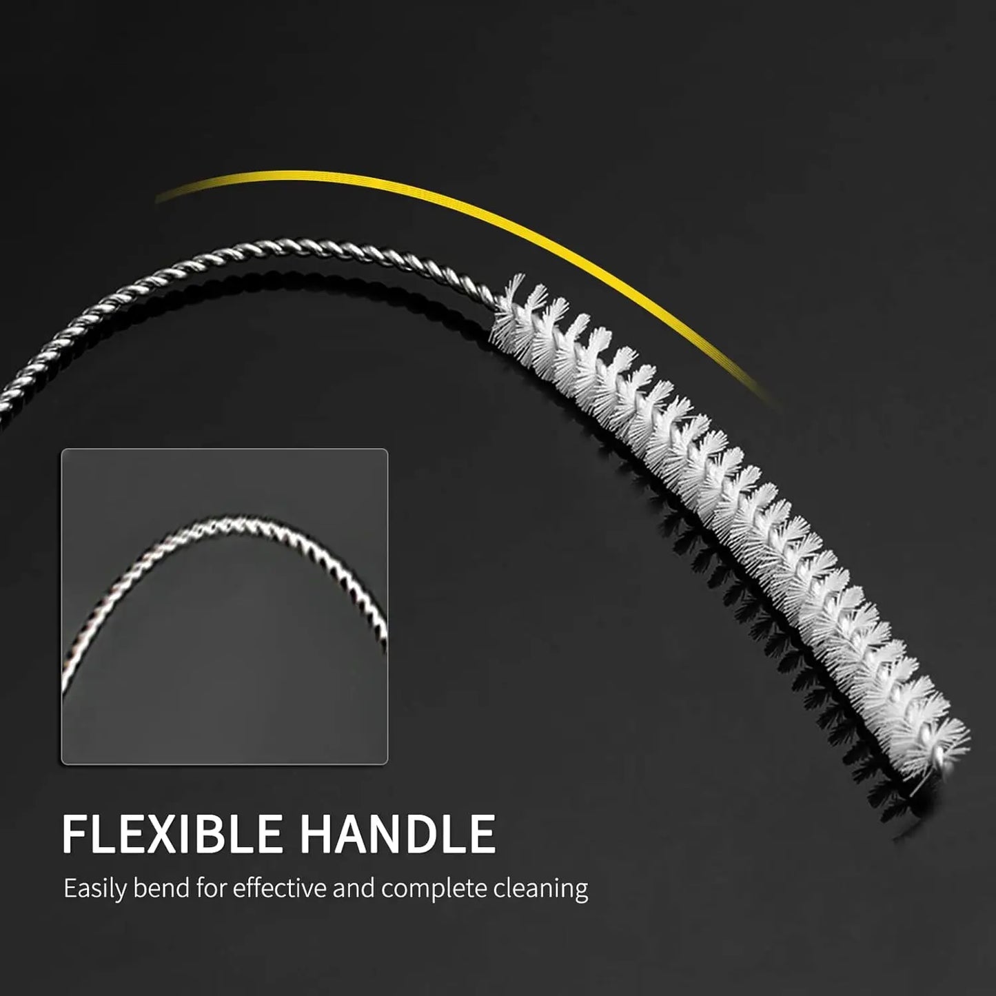 Living and Giving 3-Piece Set of Bottle Cleaning Brushes - Kitchen Nylon Multifunctional Cleaning Brush Set
