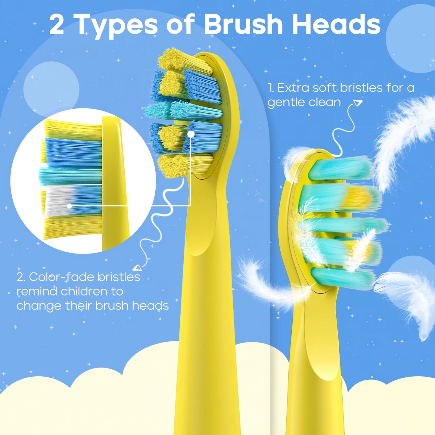 Seago Kids Electric Toothbrush for 6+ Years - 5 Modes Rechargeable IPX7 Waterproof Sonic Toothbrush with Replacement Head SG-2303