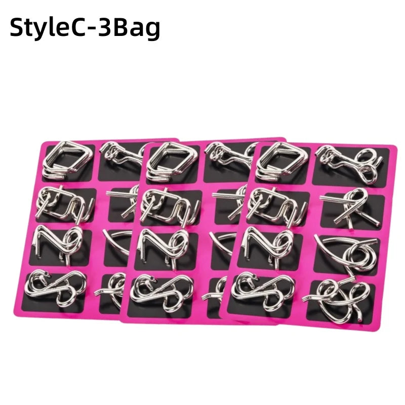 8Pcs/Set Metal Montessori Puzzle Wire - IQ Mind Brain Teaser - Interactive Game for Children & Adults - Educational Toy