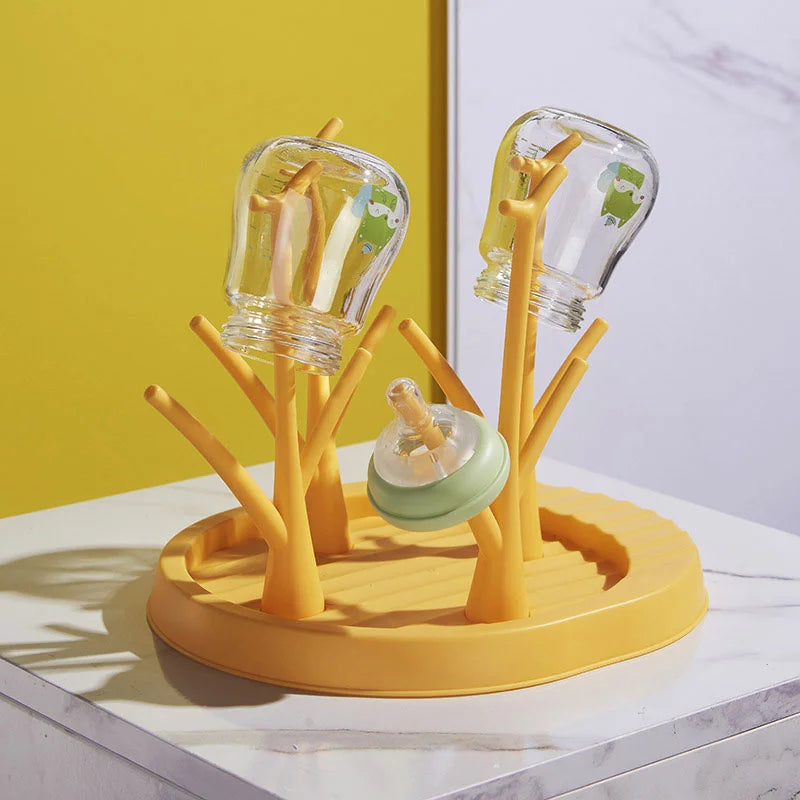 Baby Bottle Holder, Detachable Baby Bottle Drying Rack, Cute Tree Shape Cleaning Dryer Drainer, Storage Rack for Baby Accessories