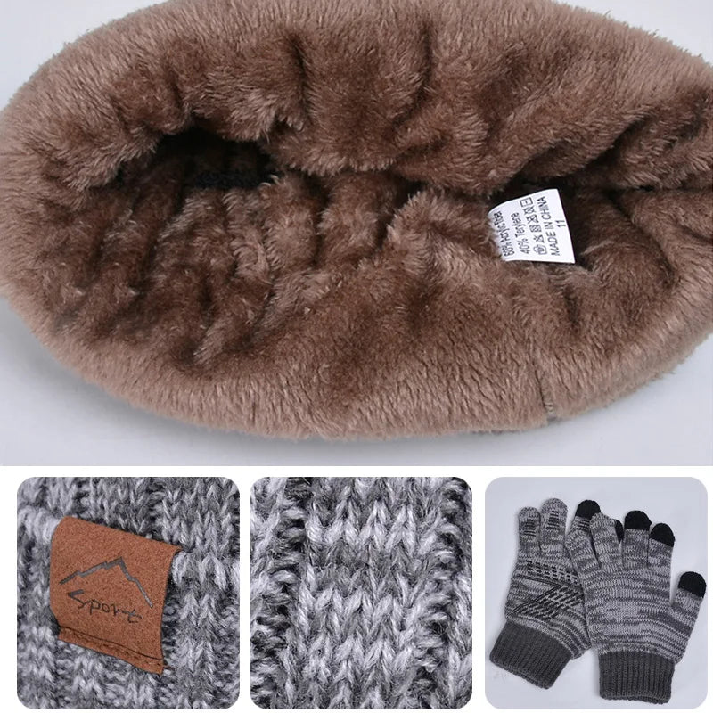 Winter Children’s Hat, Scarf & Gloves Set – Knitted Beanie with Thick Velvet Lining – Warm Neck Warmer & Mittens for Boys & Girls (4-10Y)