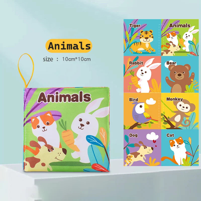 Visual Stimulus Cloth Book - Montessori Early Educational Toy, Cartoon Activity Fabric Book for Toddlers, Kids Gift for Babies