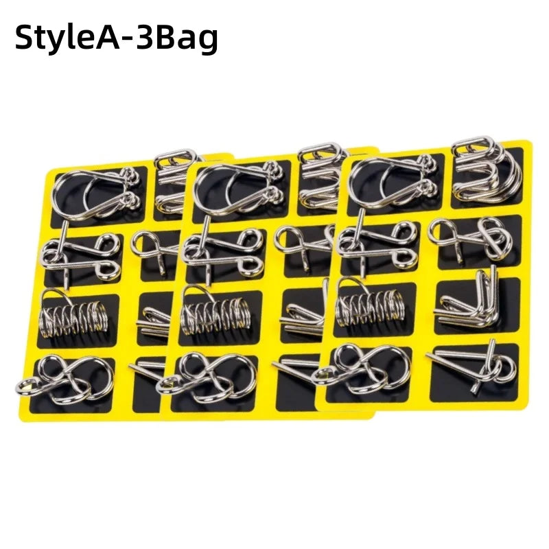 8Pcs/Set Metal Montessori Puzzle Wire - IQ Mind Brain Teaser - Interactive Game for Children & Adults - Educational Toy