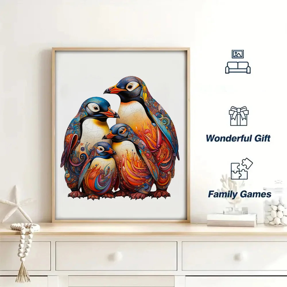 Wooden Puzzle Penguin, Exquisite Gift Box with Irregular Shaped Animal Puzzle, Gifts for Family Interaction & Adult Stress Relief
