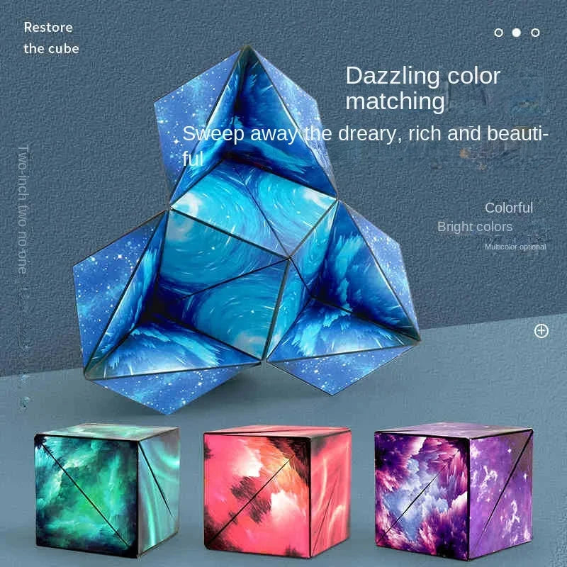 Variety Geometric Changeable Magnetic Magic Cube, Anti-Stress 3D Hand Flip Puzzle Cube, Kids Stress Reliever Fidget Toy