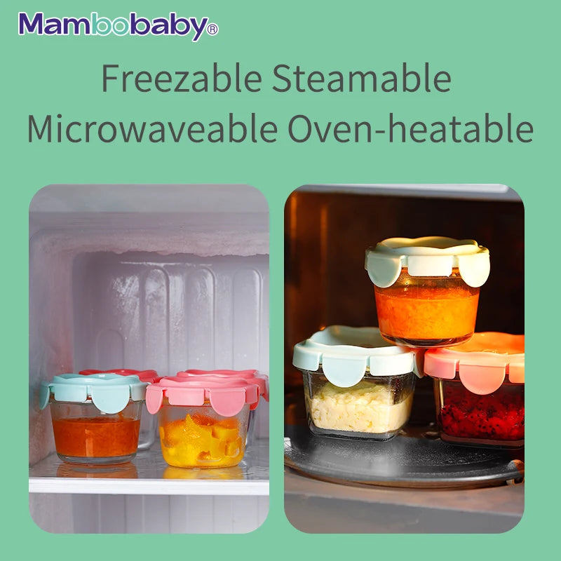 Baby Complementary Feeding Food Container with Sealing Cap - BPA-Free Glass Jar, Portable Food Storage & Mambobaby Formula Storage Box