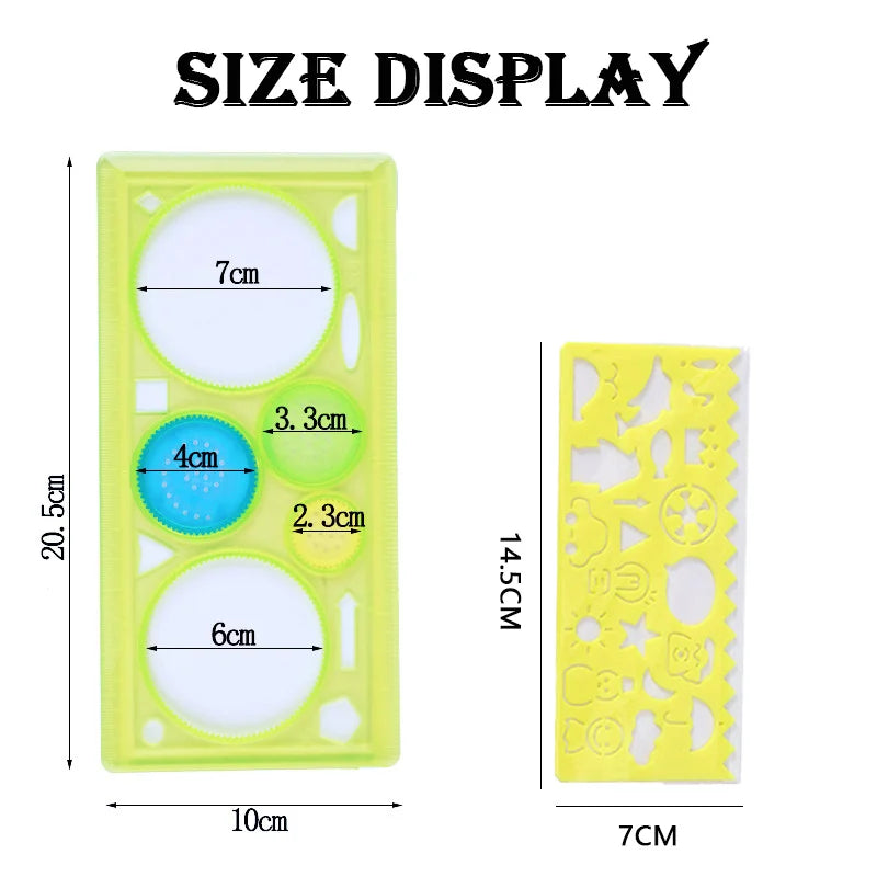 Geometry Spirograph Drawing Stencil Set – Painting Template and Ruler Art Craft for Kids, Creative Educational Toy with Flower Designs