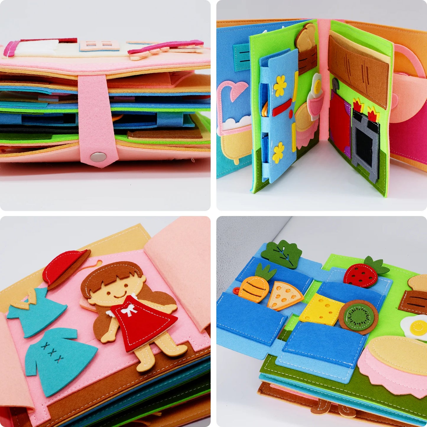 Montessori Quiet Books for Toddlers - Soft Activity Busy Book, Felt Cloth Sensory Travel Toy with Learning Activities