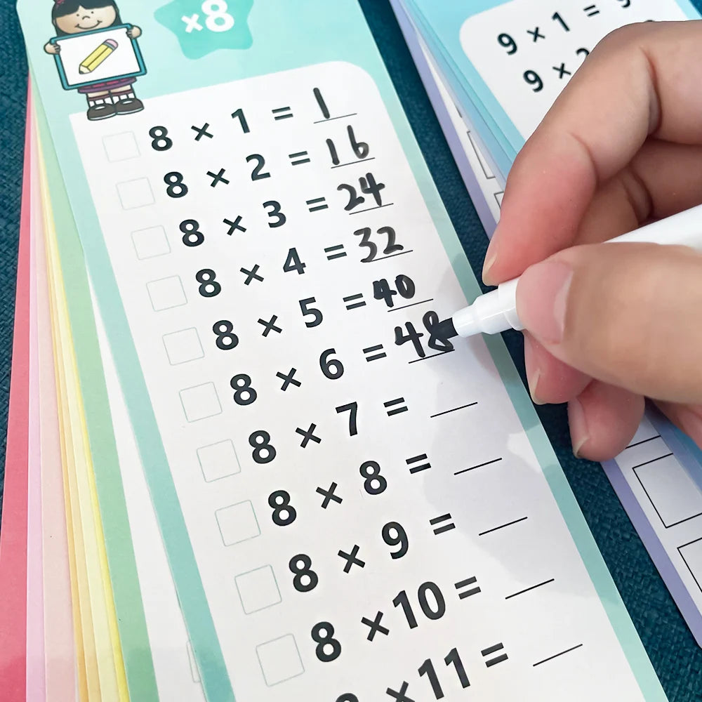 0-12 Multiplication Times Table Cards – Self-Check Math Learning Tool for Montessori and Teaching Aids