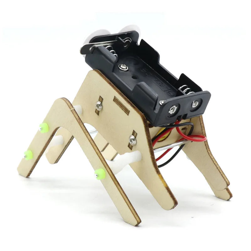Walking Spider Robot - DIY Bionic Spiderman Model, STEM Education Experiment Kit, Wooden Puzzle for Kids