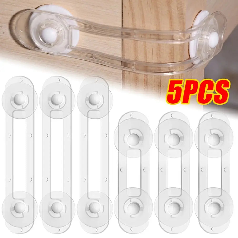 5Pcs Furniture Accessory Child Safety Lock Fridge Cabinet Door Transparent Drawer Fixed Locks ABS Plastic Portable