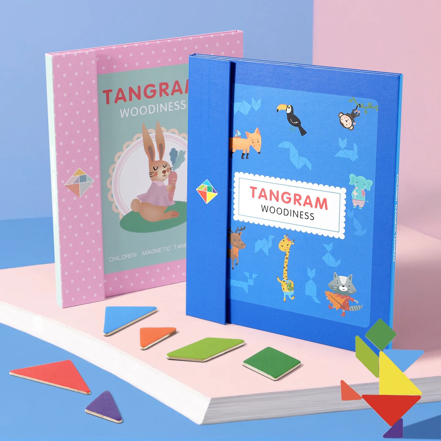 Wooden Magnetic Tangram Puzzle Book – Portable Montessori Educational Toy for Kids