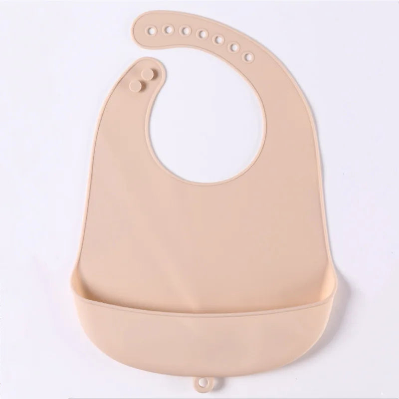 1-Piece Silicone Baby Bib – Waterproof Solid Feeding Bib for Toddlers, Boys & Girls, Saliva-Proof Lunch Apron - Kidzy Market