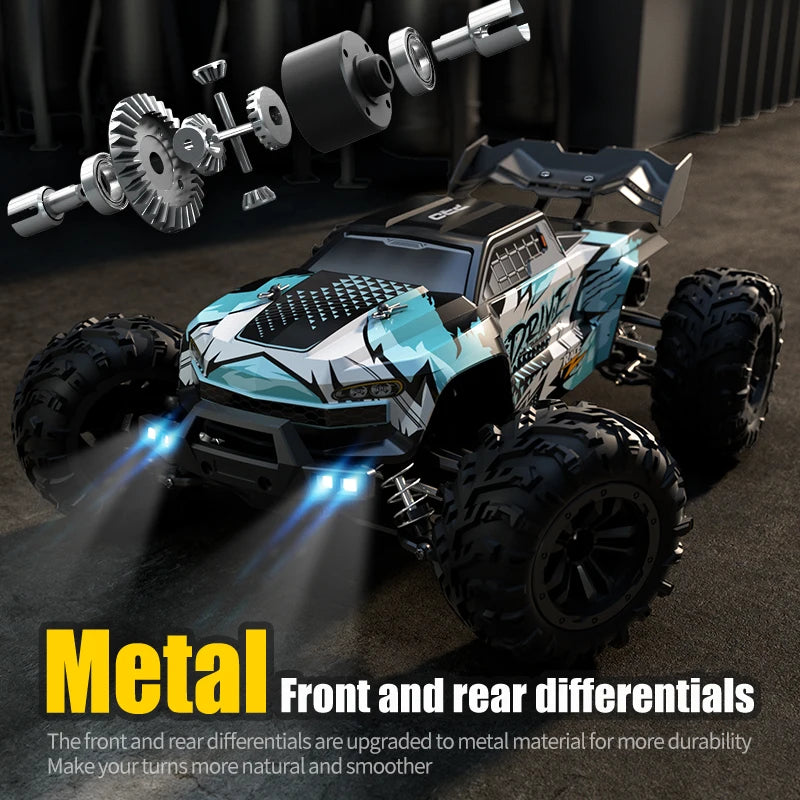 JJRC 1:16 RC Off-Road Car with 70km/h Speed, 4WD, LED Lights, and Brushless Motor