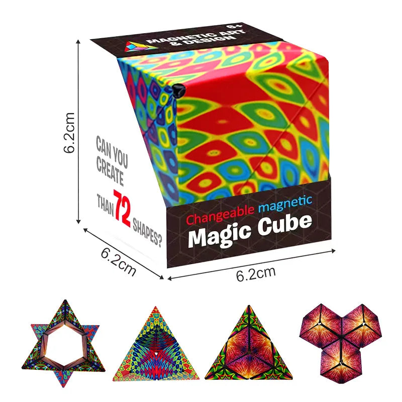 Variety Geometric Changeable Magnetic Magic Cube, Anti-Stress 3D Hand Flip Puzzle Cube, Kids Stress Reliever Fidget Toy