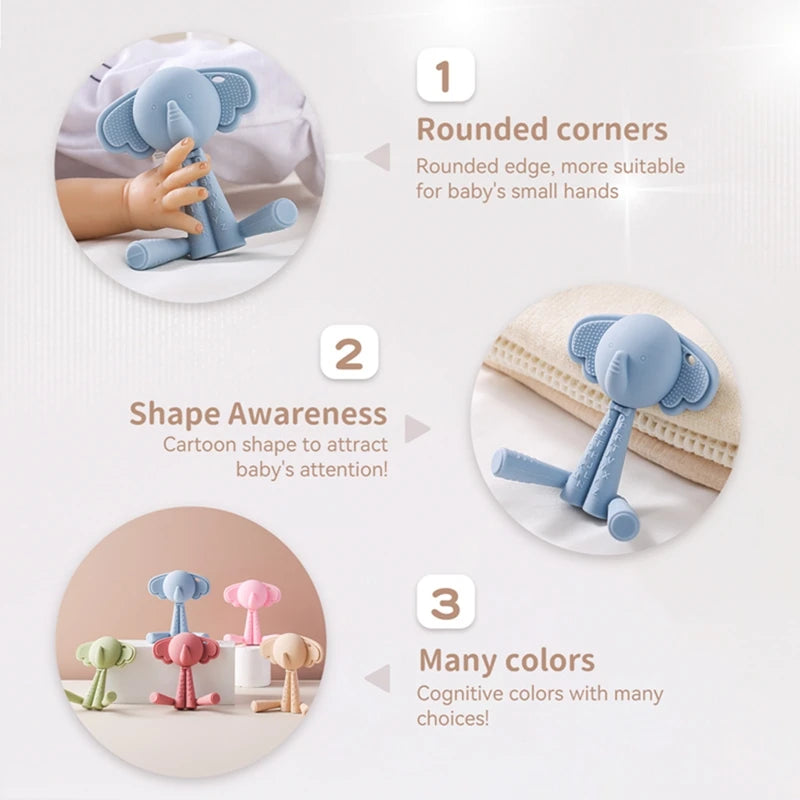 1PC Baby Silicone Teether Toys - Food-Grade Animal Grip Teething Toy for Newborn, Soothing Tooth Relief, Teething Gift
