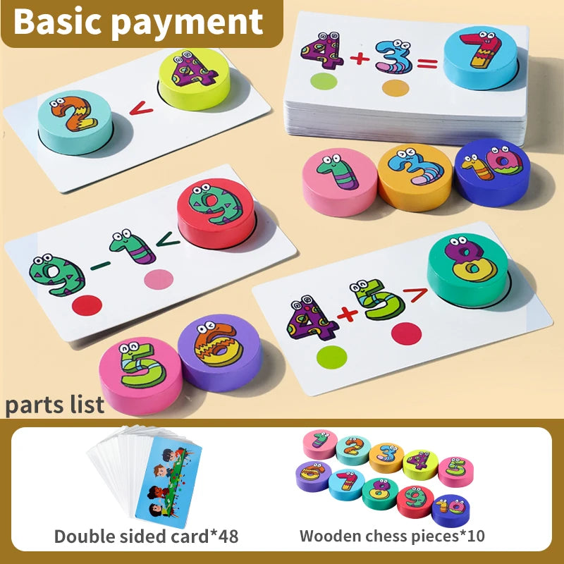 Kids Learning 1–10 Numbers Counting Toy – Digital Math Matching Game with Operation Cards