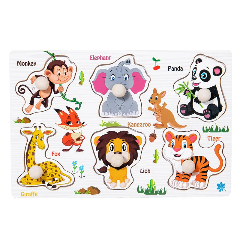 Montessori Wooden Puzzle Board – Animal Cognition Educational Toy for Kids 1-3 Years
