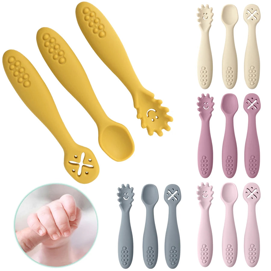 3PCS Cute Baby Learning Spoons Utensils Set – Newborn Feeding Spoon Set for Toddlers